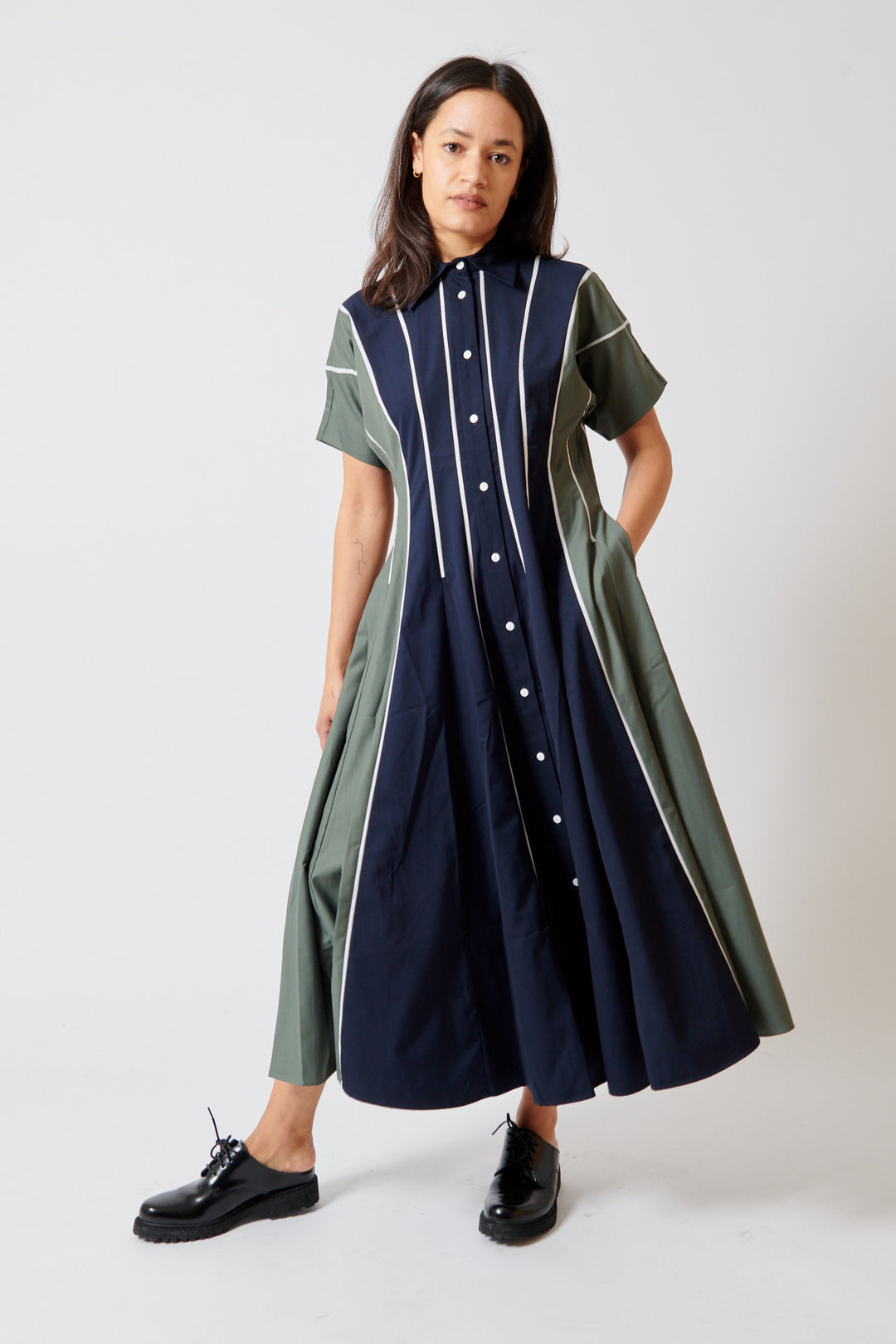 Amanda wearing Lovebirds Soho Dress front view