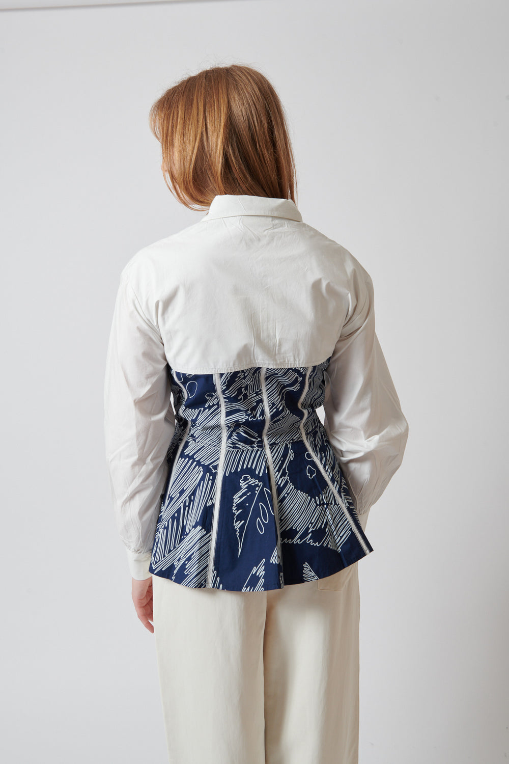 Waverly wearing Lovebirds Stevie Shirt rear view