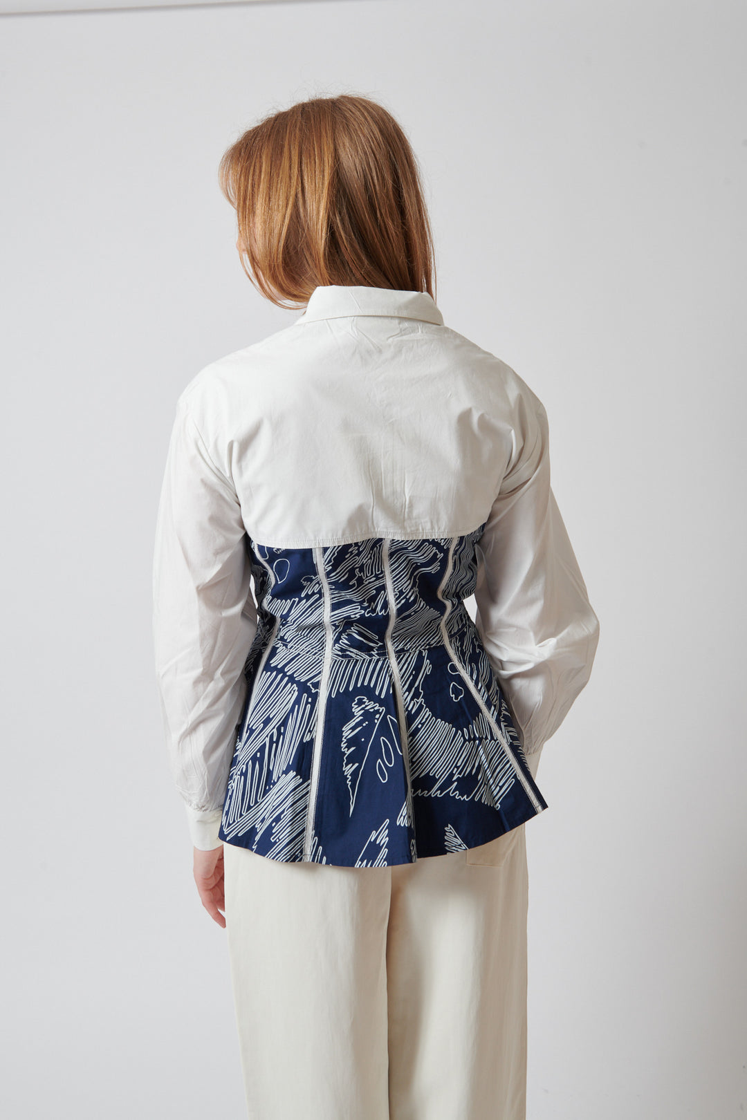 Waverly wearing Lovebirds Stevie Shirt rear view