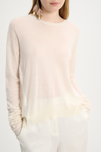 Model wearing Dorothee Schumacher Delicate Statements Pullover front view