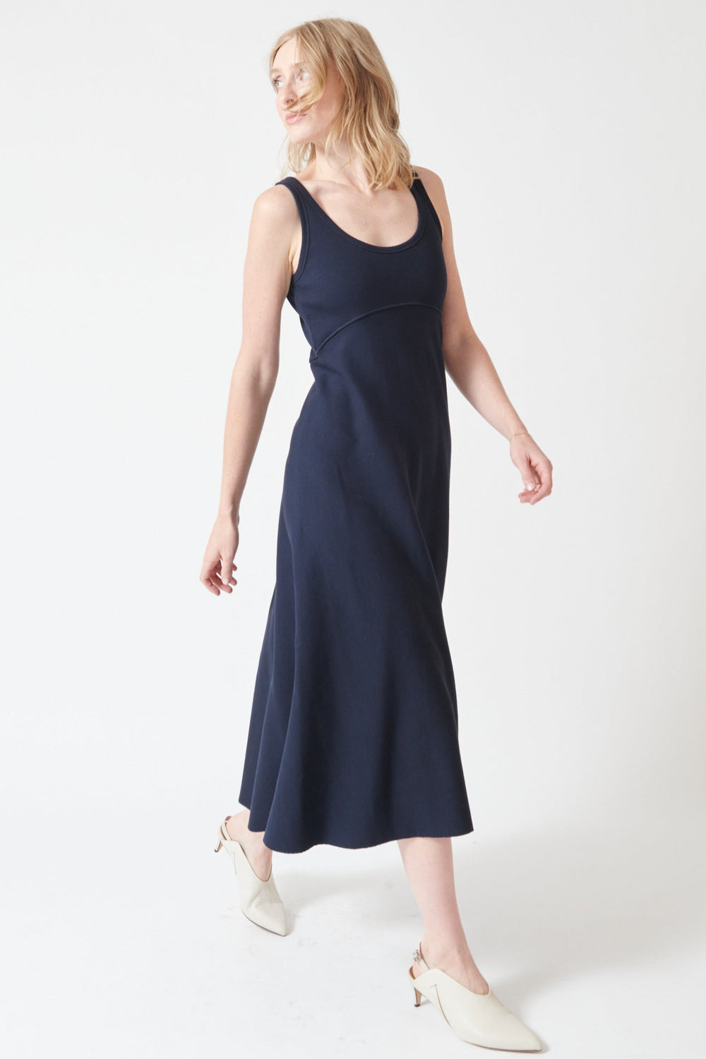 Madi wearing Dorothee Schumacher Rib Romance Dress front view