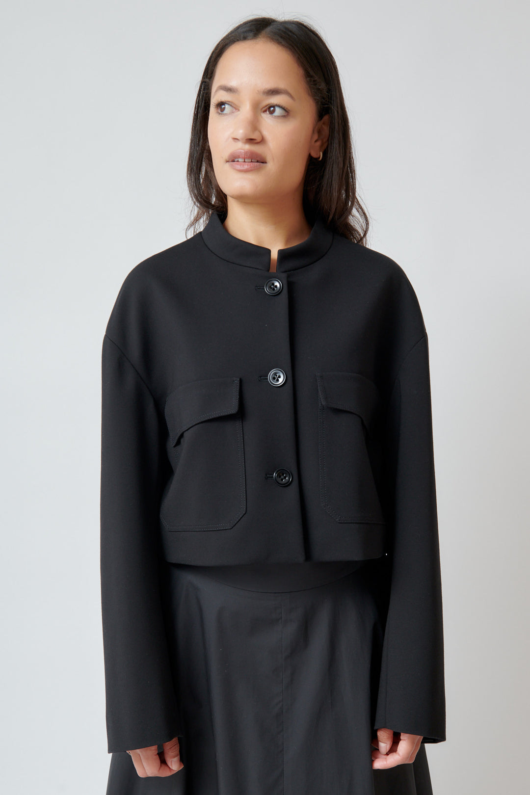 Amanda wearing Dorothee Schumacher Emotional Essence Jacket front view