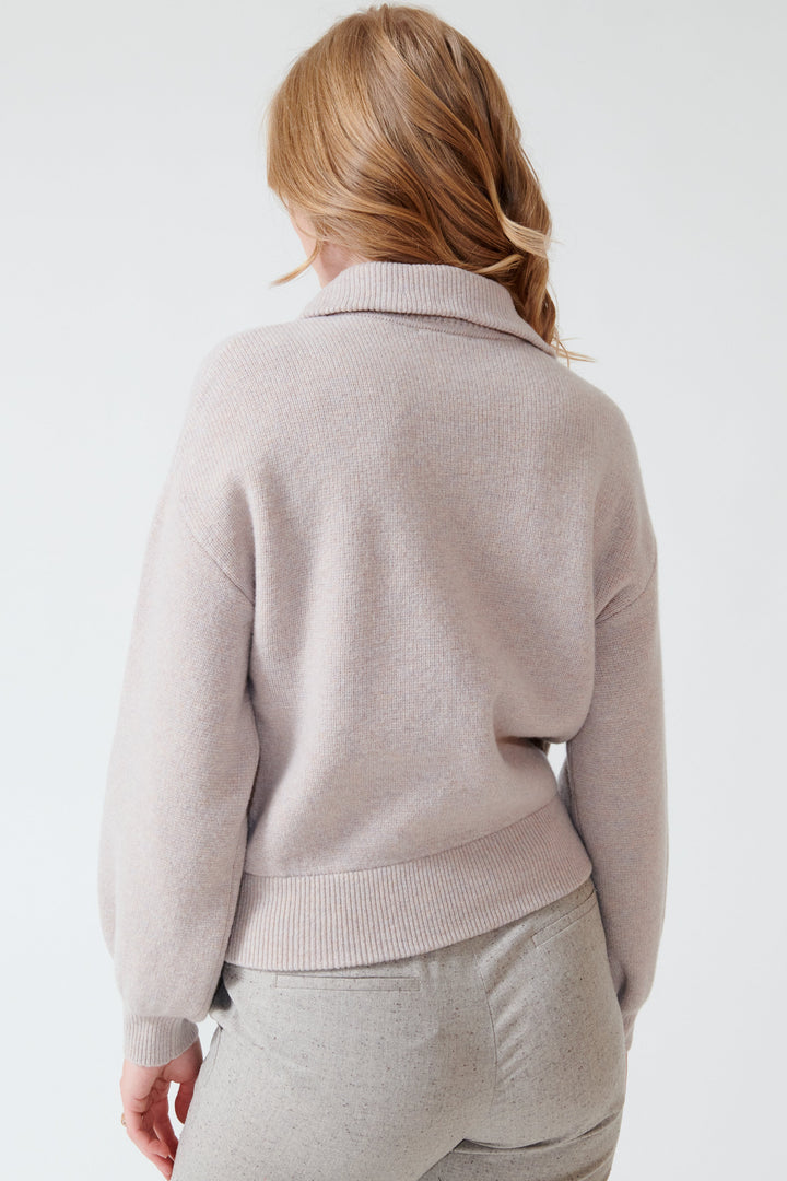 Madi wearing Lilla P Zip Front Bomber Quartz rear view