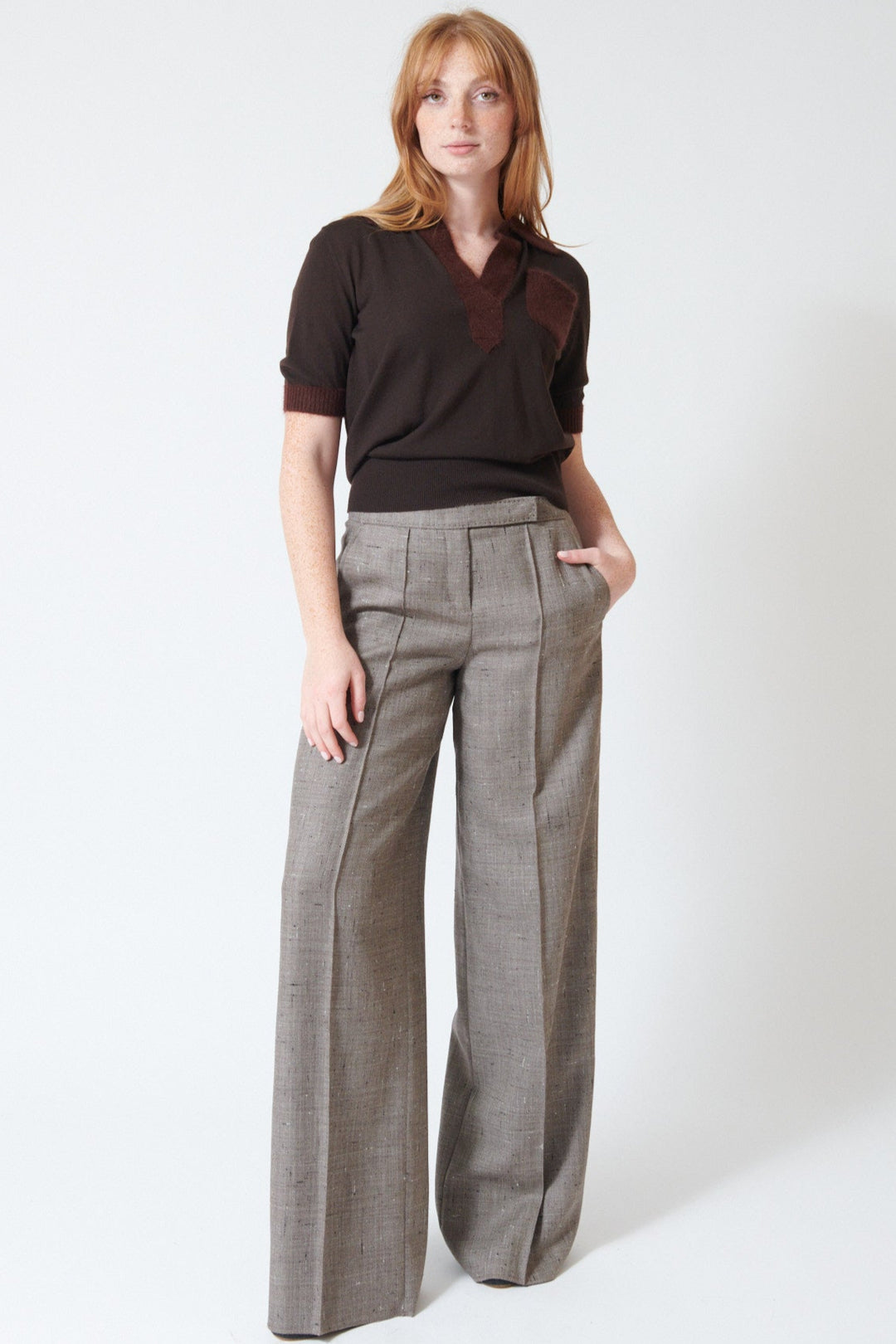Julia wearing Dorothee Schumacher Casual Attraction Pants front view