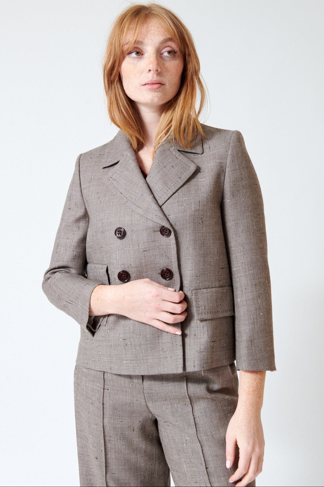 Waverly wearing Dorothee Schumacher Casual Attraction Jacket front view