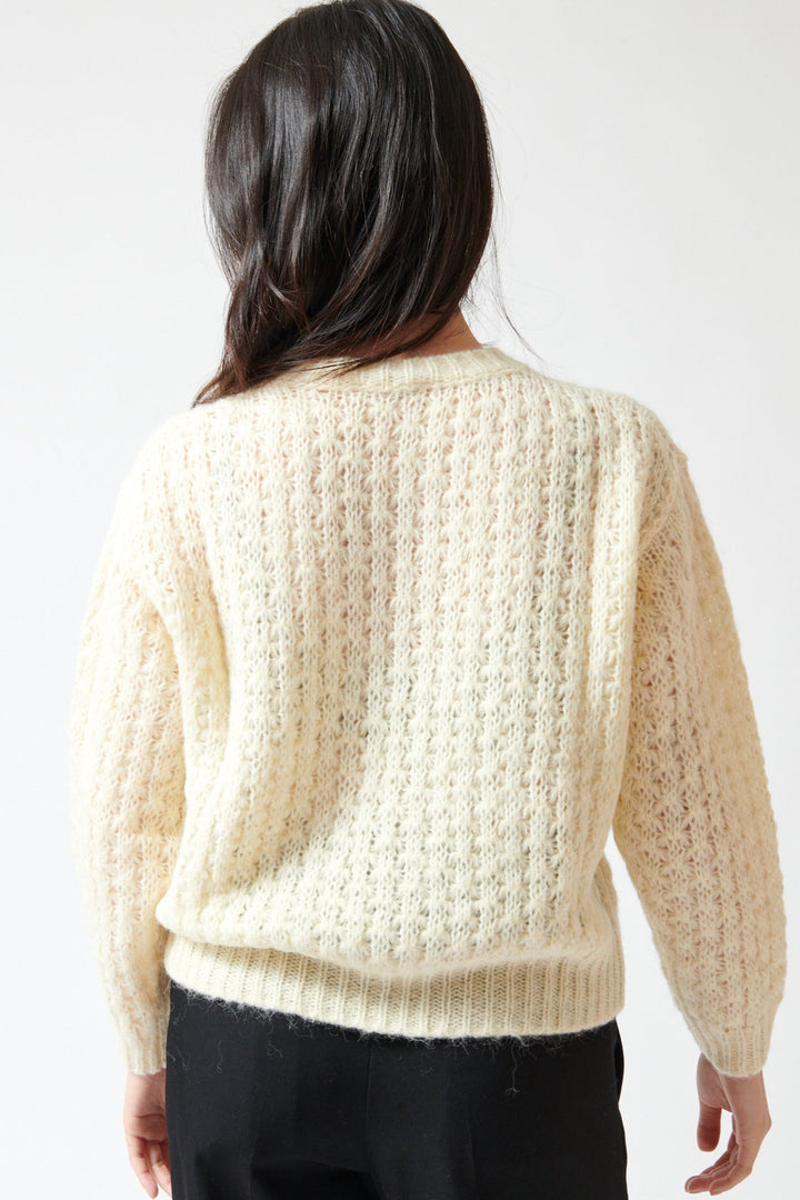 Lilly wearing Peserico Virgin Wool And Alpaca Blend Knitted Sweater rear view