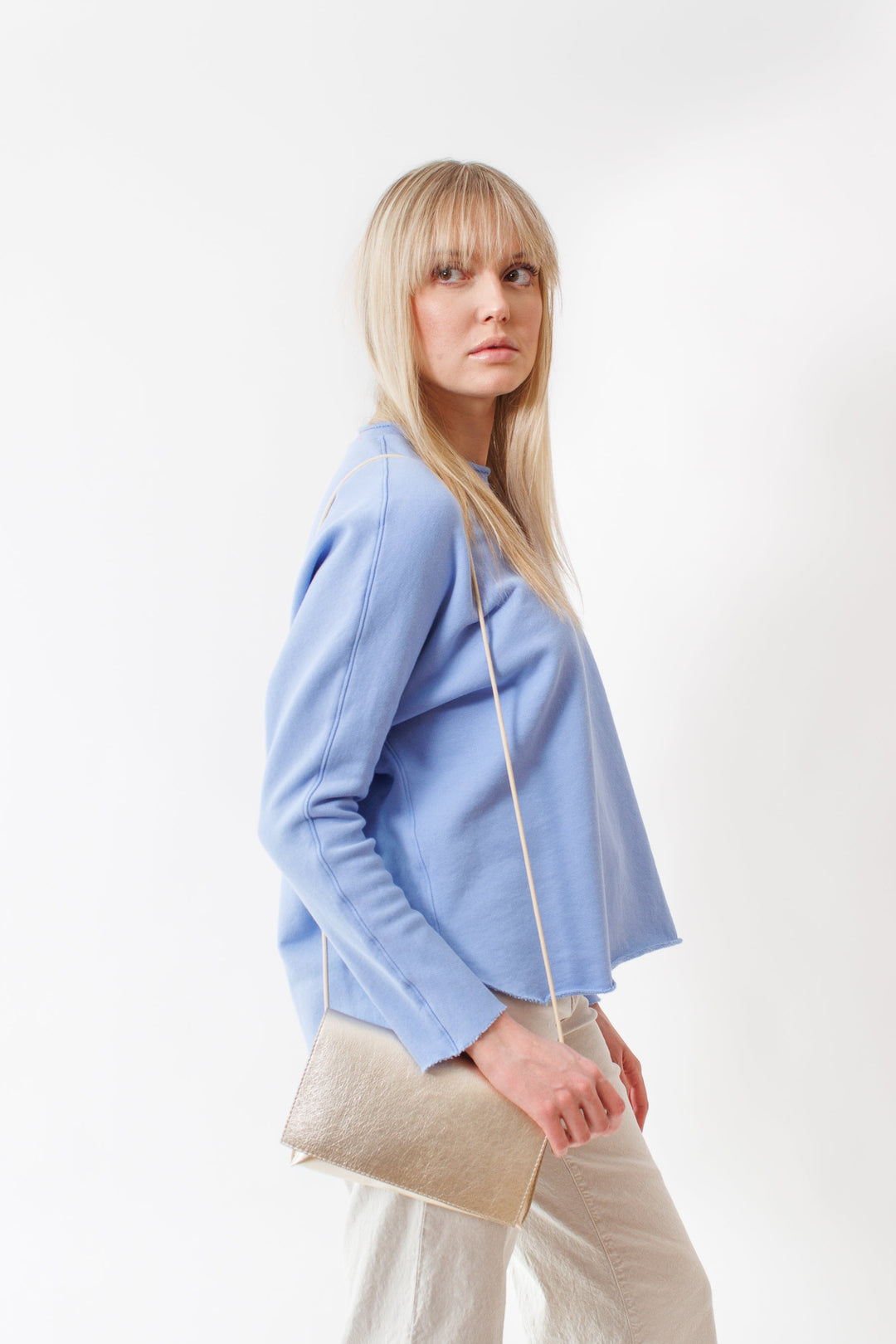 Bailey wearing B. May Strappy Foldover front view