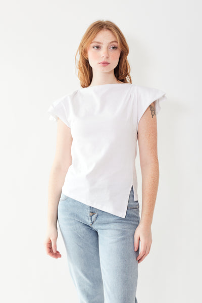 Waverly wearing Isabel Marant Étoile Sebani Tee Shirt white front view