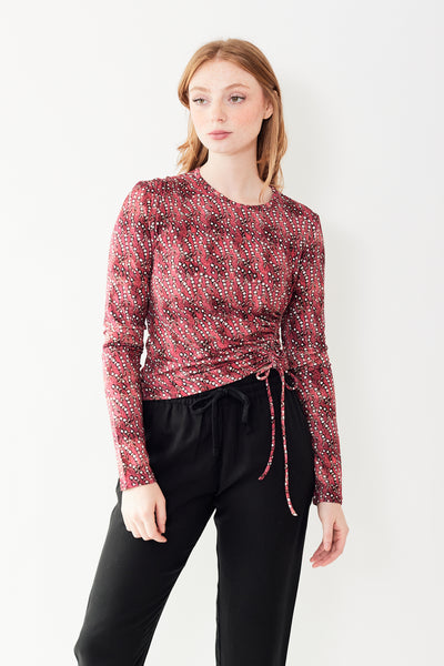 Waverly wearing Isabel Marant Étoile Jazzy Top Cranberry front view 