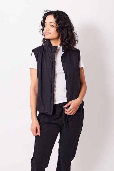 Amanda wearing Herno Eco Age Gilet front view