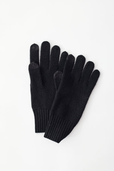 Flat lay of Cashmere Texting Gloves Black 