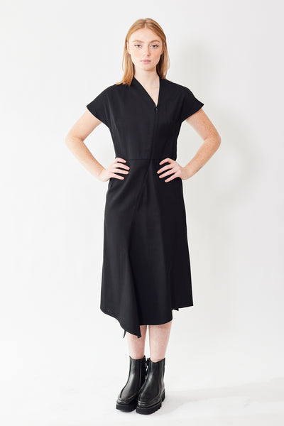 Front of Zero + Maria Cornejo Silent 25 Year Collection Luxe Twill Dress on a model