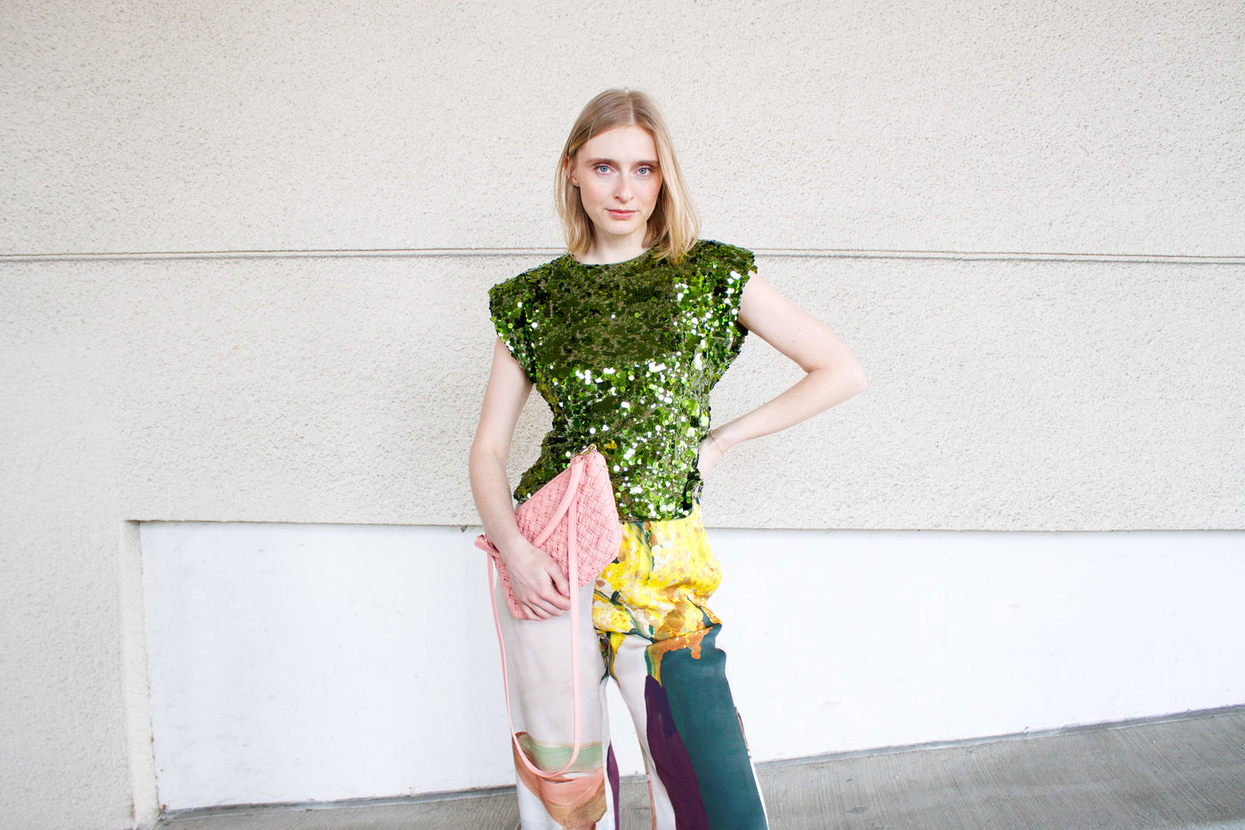 A Model wearing clothing from Grethen House.
