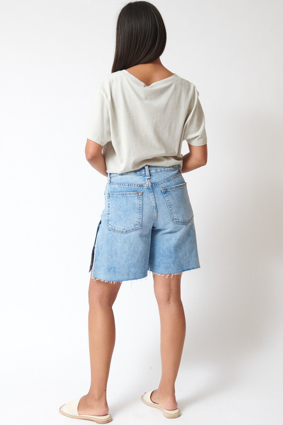 Amanda wearing ASKK NY Longboarder Short rear view
