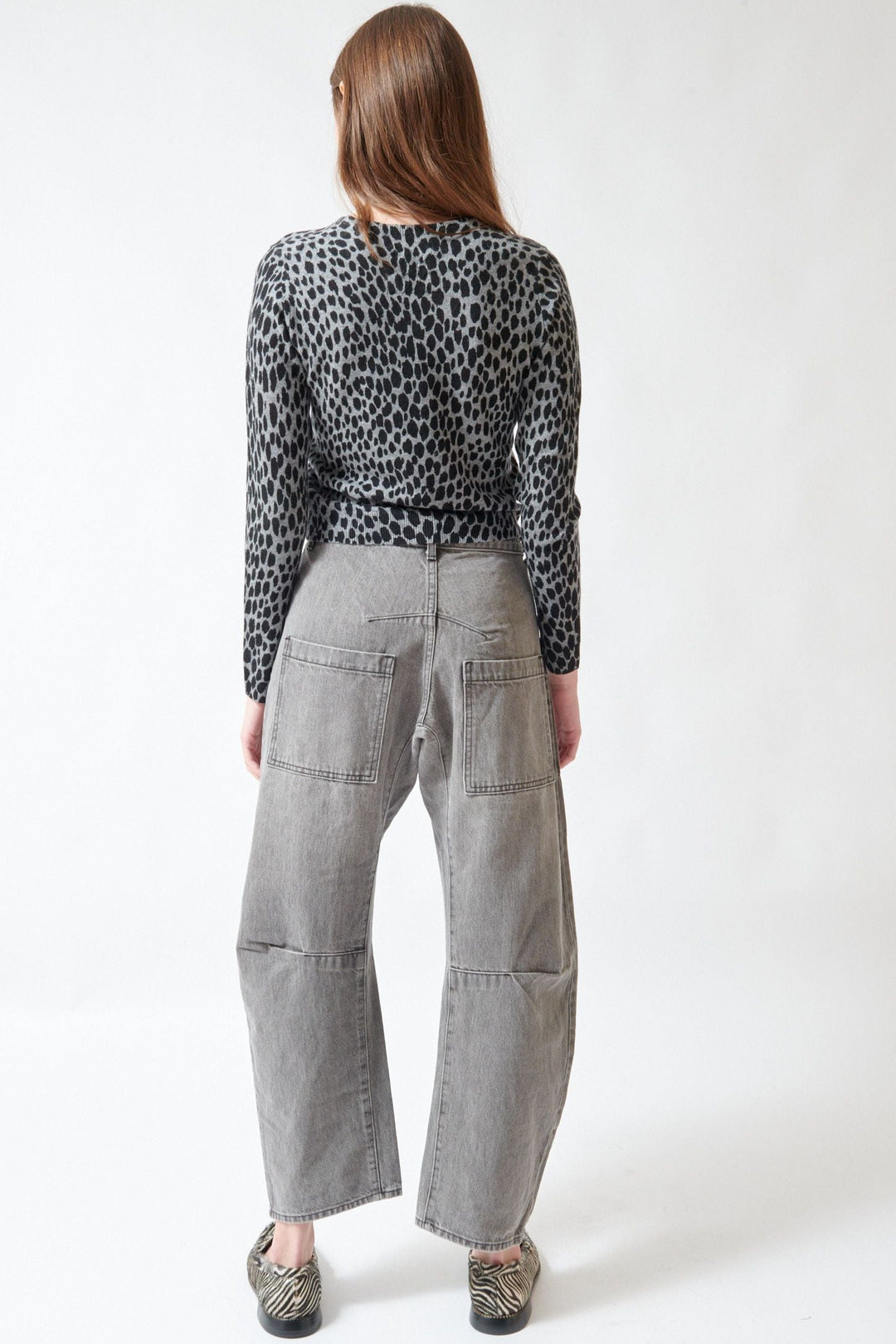 Angela wearing Nili Lotan Shon Jean rear view