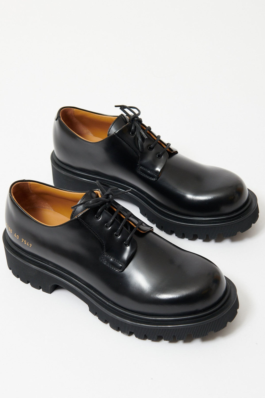 Flat lay of Common Projects Chunky Derby front view