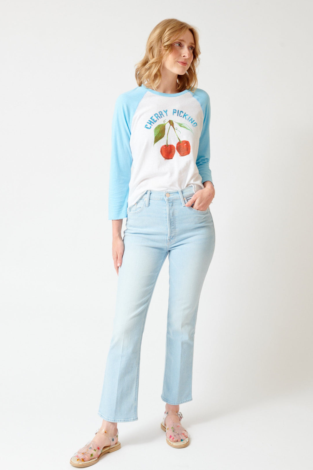 Madi wearing Mother Denim The Tripper Ankle front view
