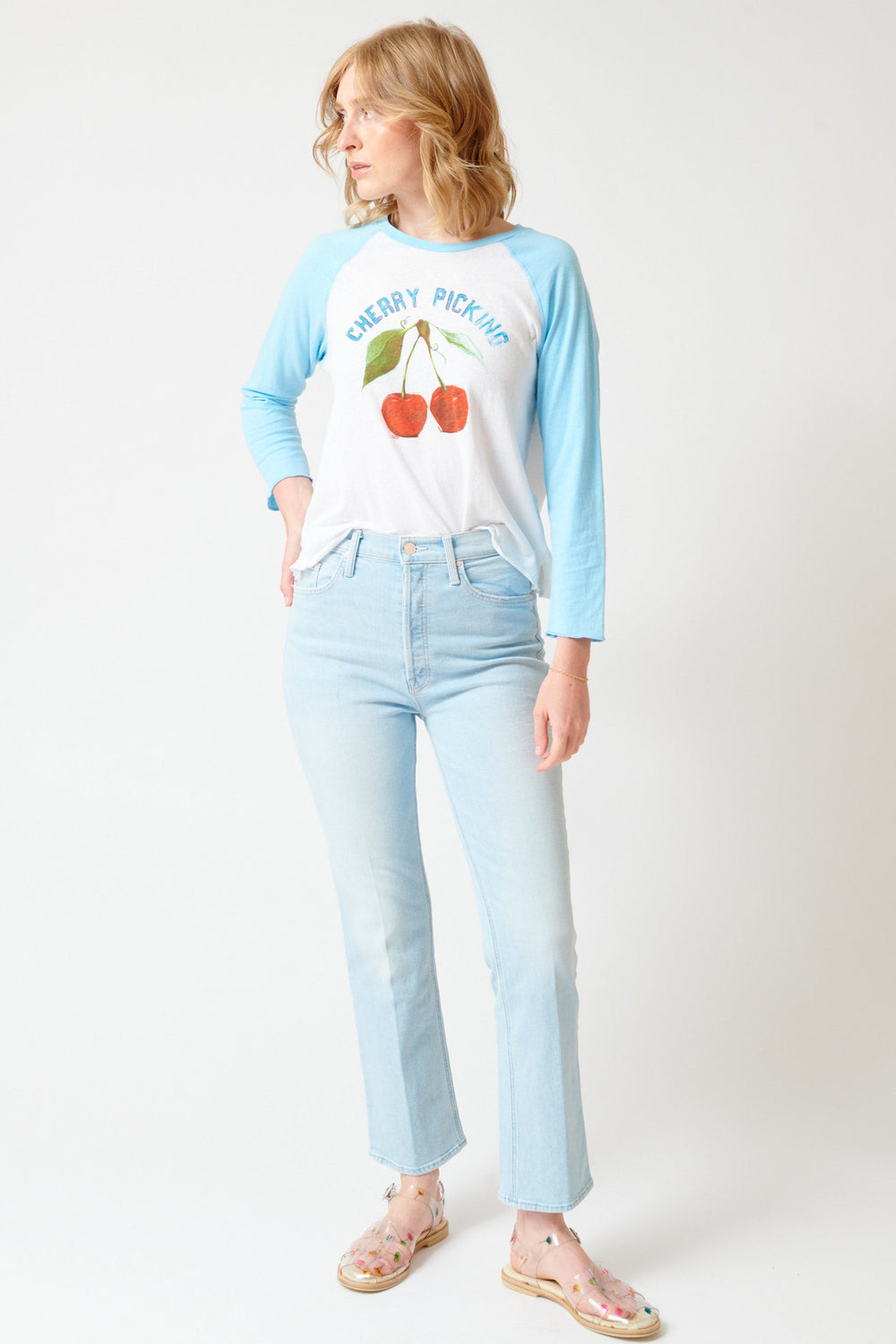 Madi wearing Mother Denim The Tripper Ankle front view