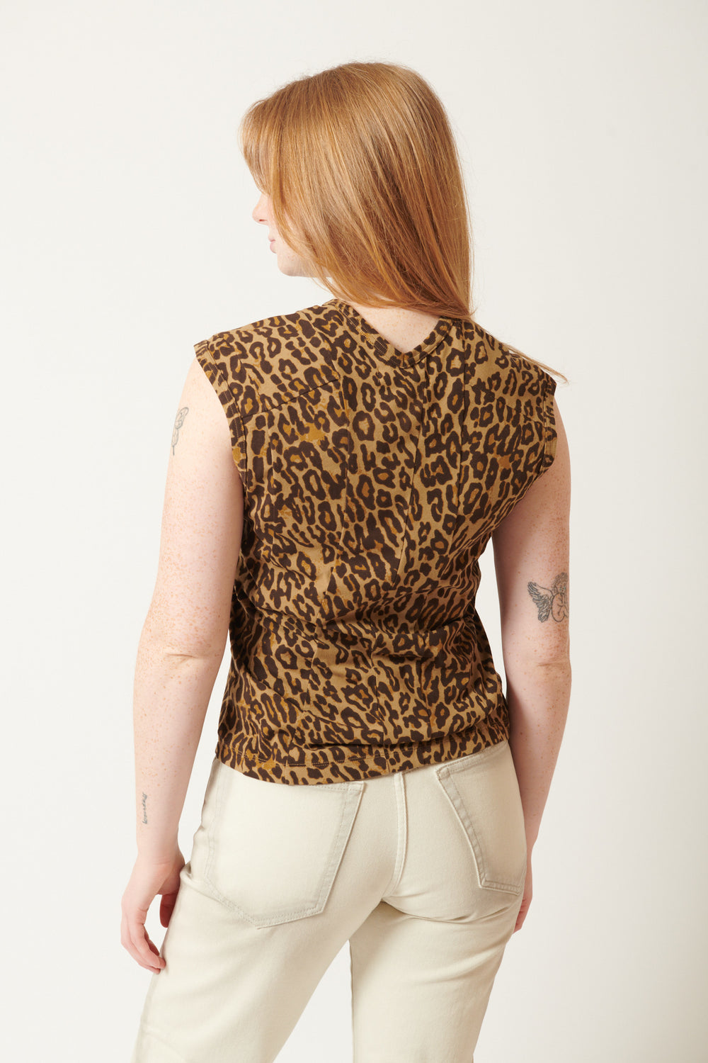 Waverly wearing 6397 Double V Vest rear view