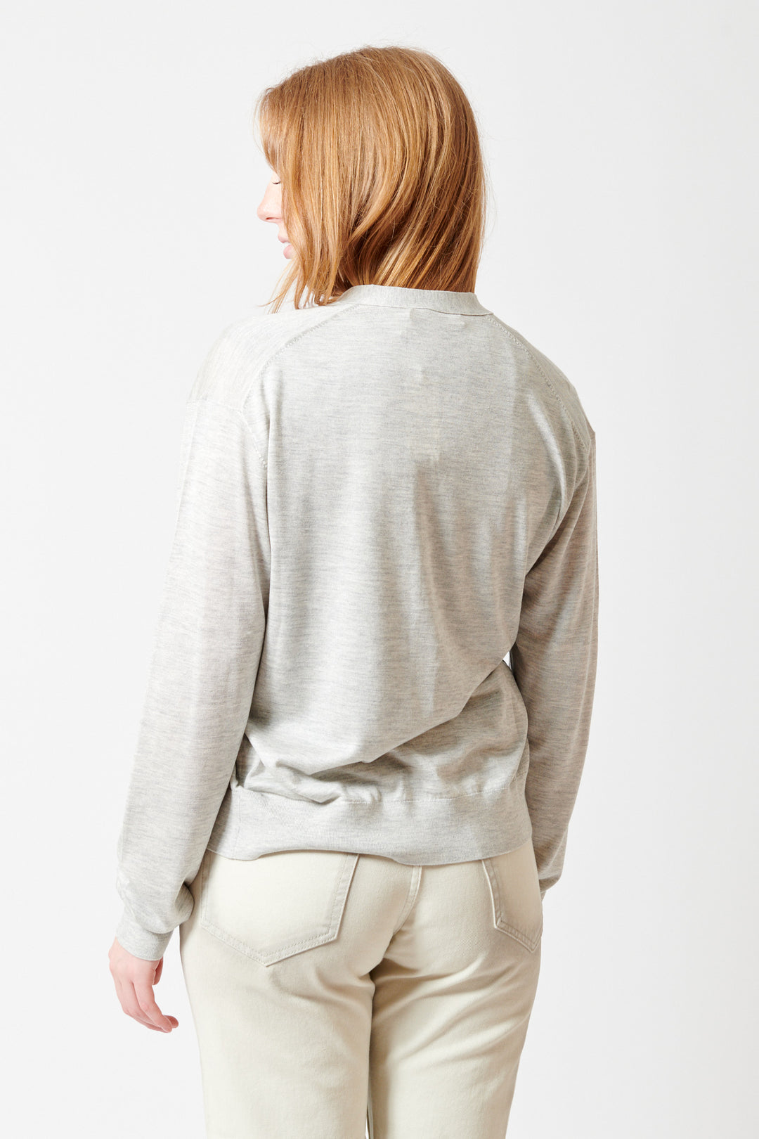 Waverly wearing 6397 Summer Cardigan rear view