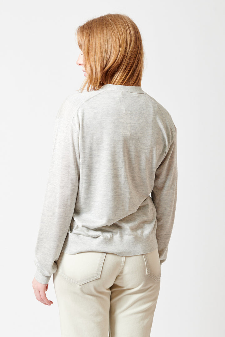 Waverly wearing 6397 Summer Cardigan rear view
