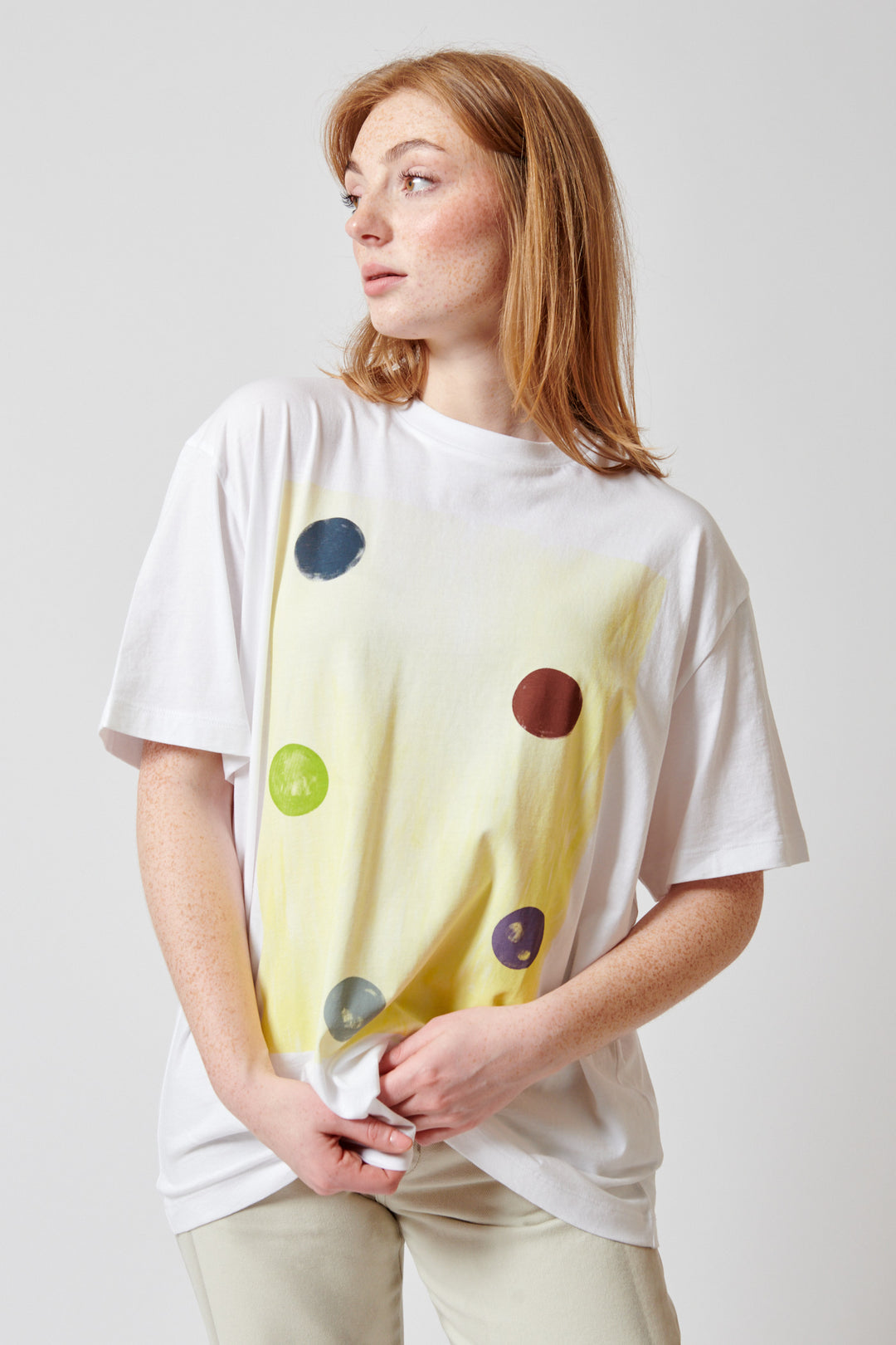 Waverly wearing 6397 Big Russell Dot Tee front view