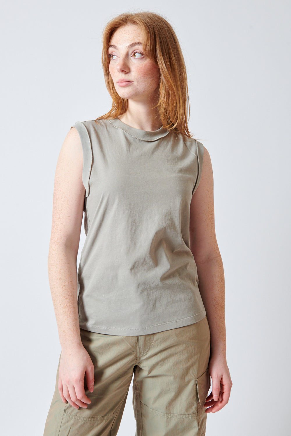 Waverly wearing 6397 Inside Out Tank front view