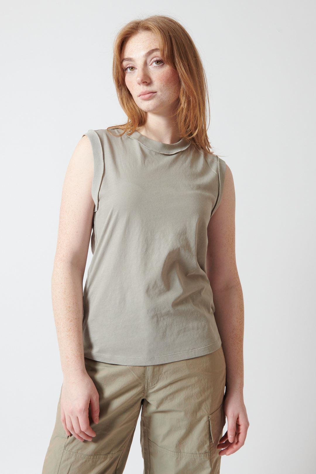 Waverly wearing 6397 Inside Out Tank front view