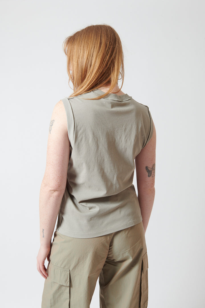 Waverly wearing 6397 Inside Out Tank rear view