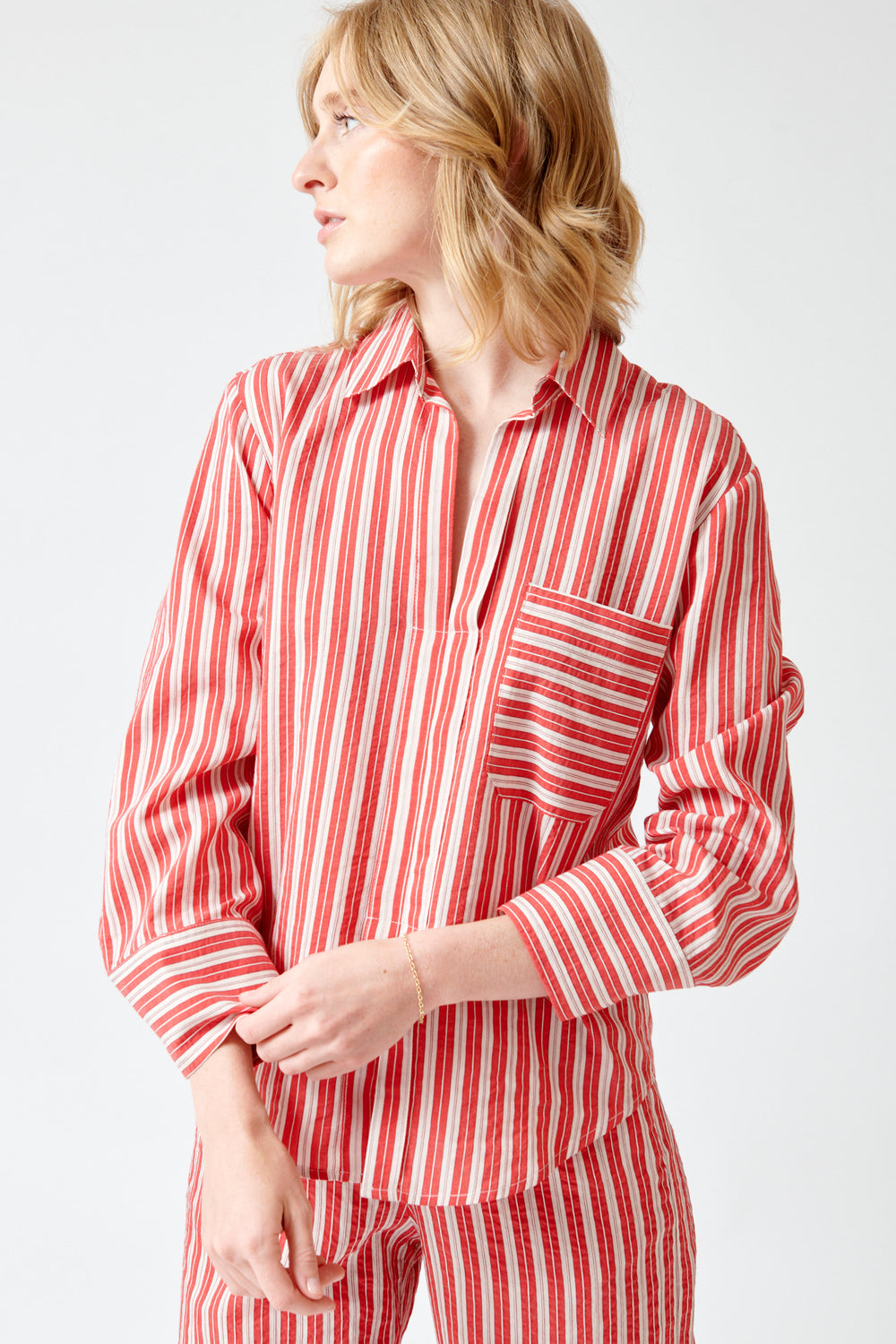 Madi wearing Momoni Tara Blouse front view