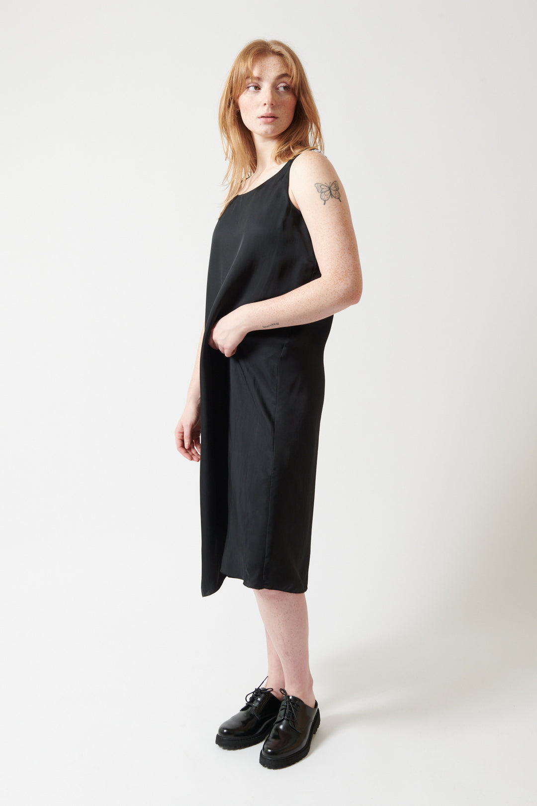 Waverly wearing Evam Eva Inner One Piece front/side view