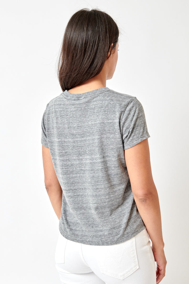 Amanda wearing Mother Denim The Lil Goodie Goodie rear view