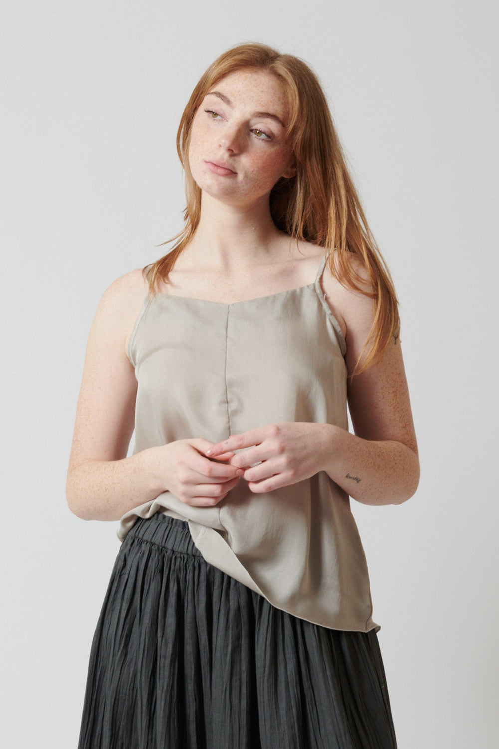 Waverly wearing Evam Eva Inner Camisole front view