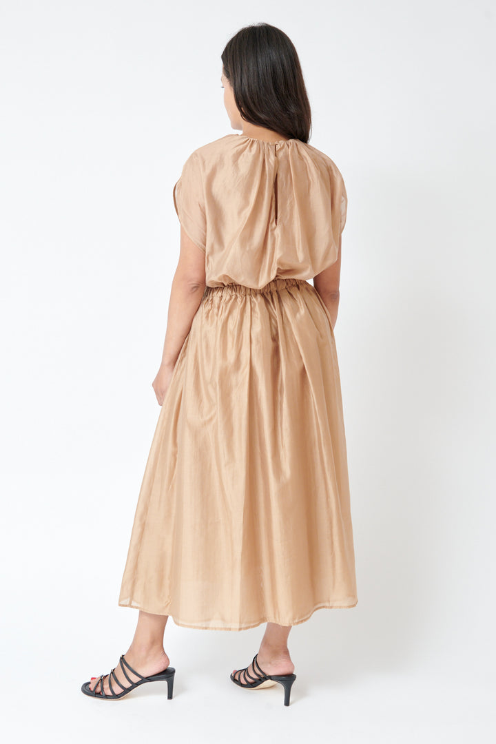 Amanda wearing Meimeij Lined Dress With Pockets rear view