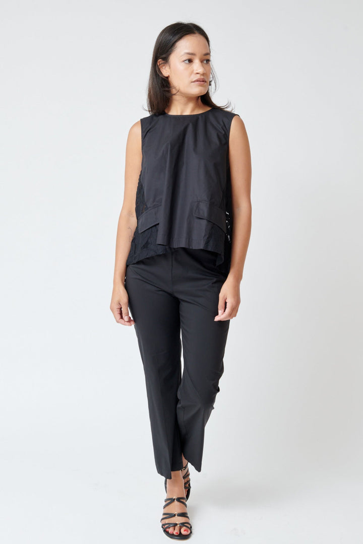 Amanda wearing Meimeij Elastic Banded Waist Pull On Pant front view