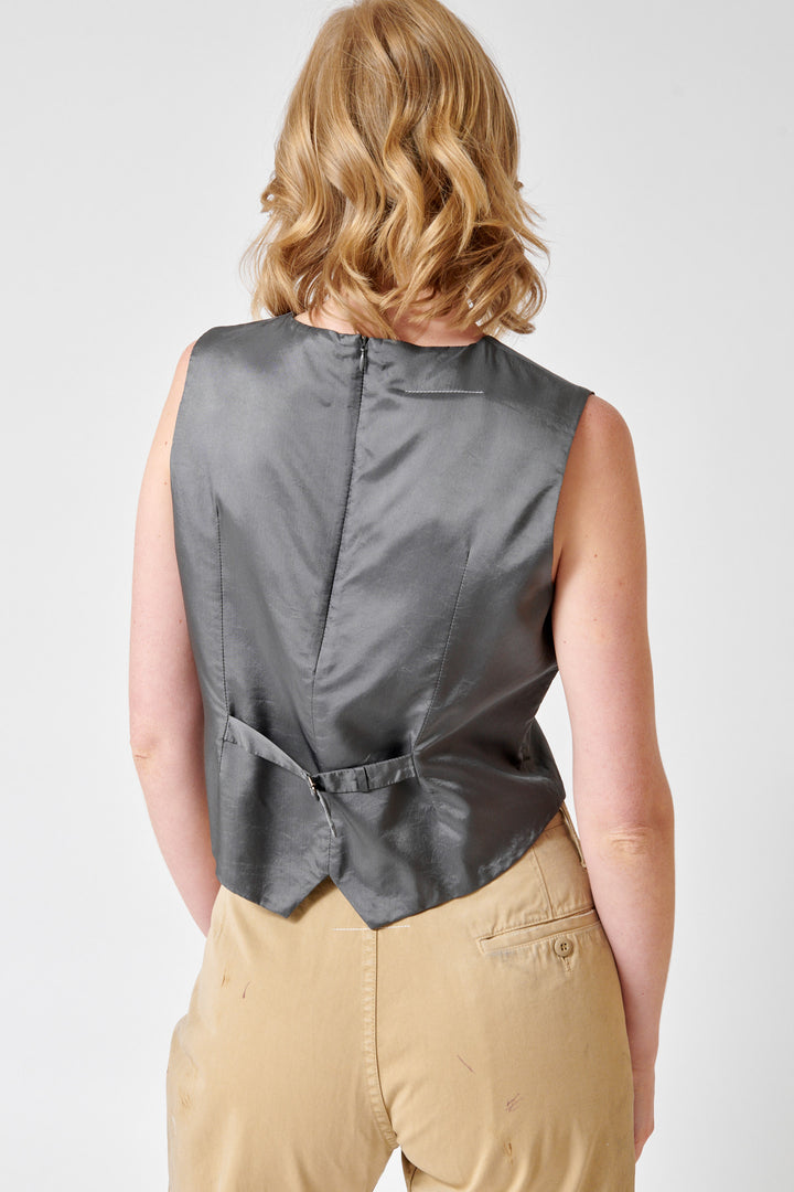 Madi wearing MM6 Maison Margiela Double Back Gilet Top rear view