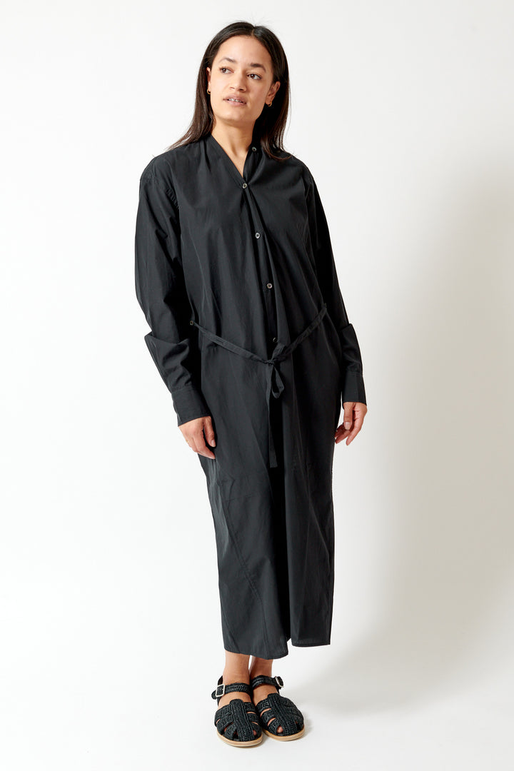 Amanda wearing 6397 Collarless Shirtdress front view