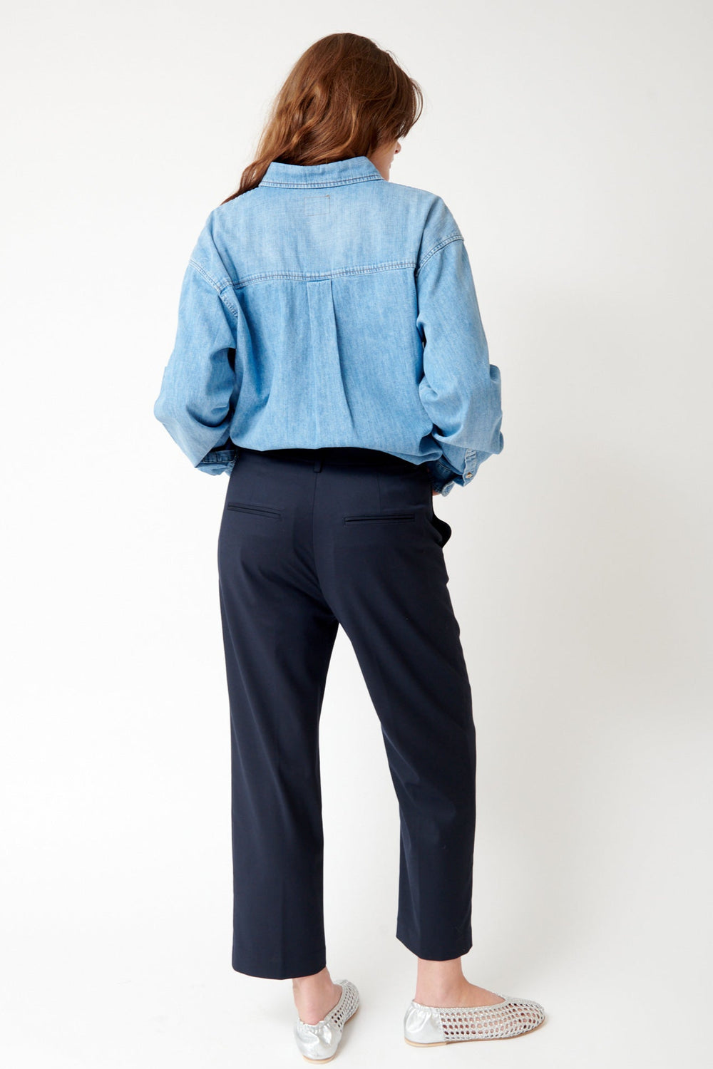 Julia wearing Jamie Haller The Waist Tape Trouser rear view