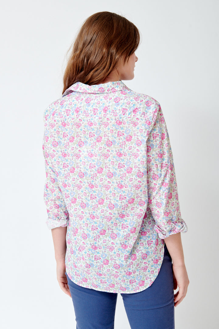 Julia wearing Frank & Eileen Eileen Relaxed Button Up Shirt rear view