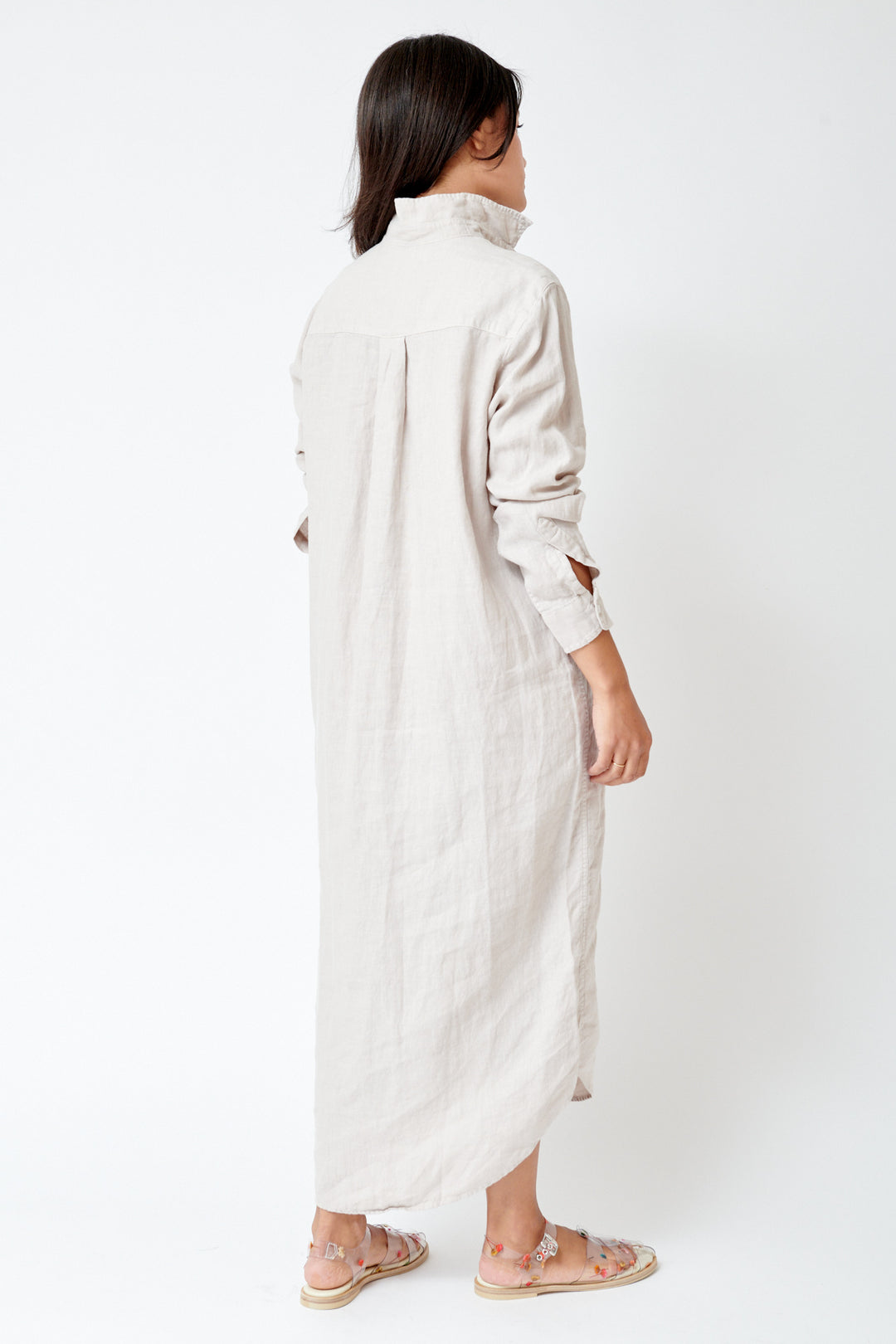 Amanda wearing Frank & Eileen Rory Maxi Shirtdress rear view