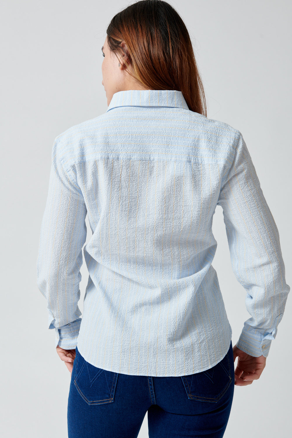 Maria wearing Giangi Rebecca Slightly Fitted Shirt rear view