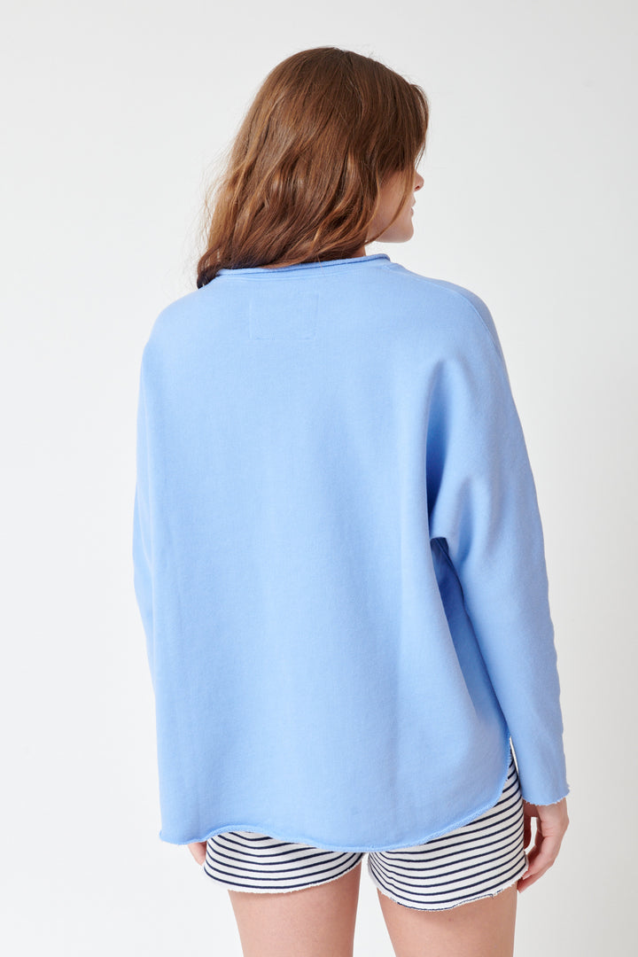 Julia wearing Frank & Eileen Anna Long Sleeve Capelet rear view