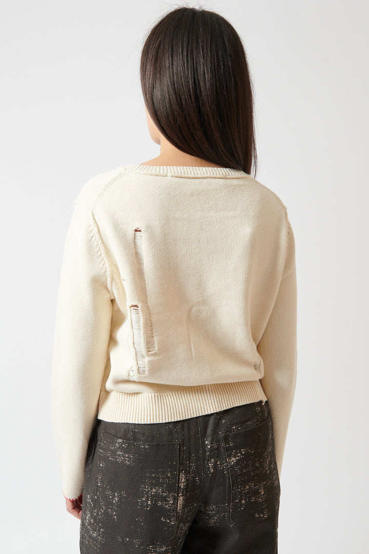 Amanda wearing Raquel Allegra Clark Pullover rear view