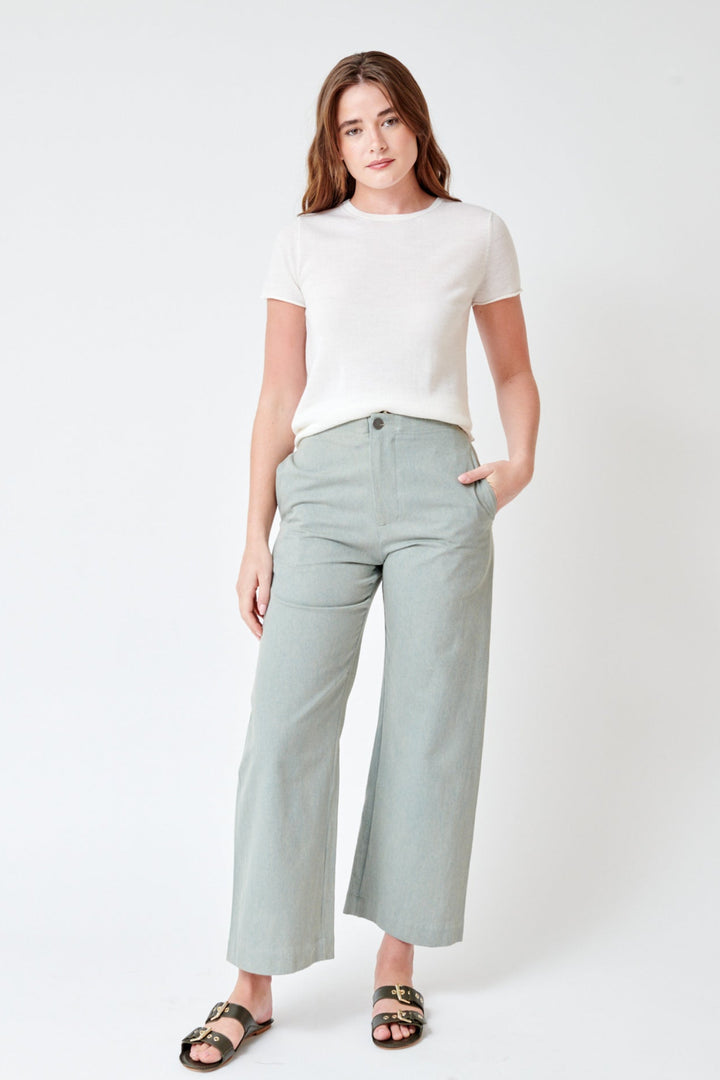 Julia wearing Lauren Manoogian Gallery Trouser front view