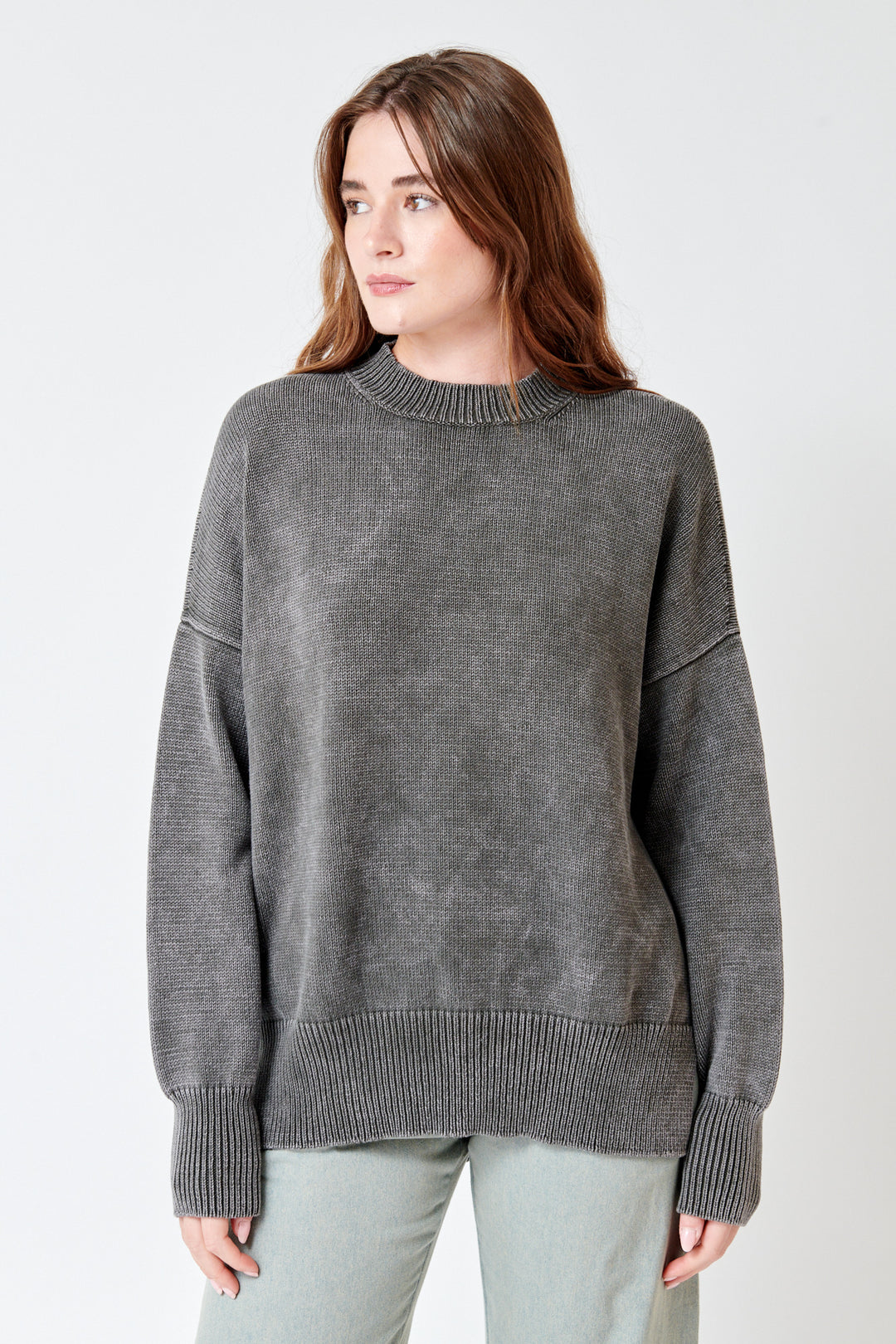 Julia wearing Lauren Manoogian Fade Crewneck front view