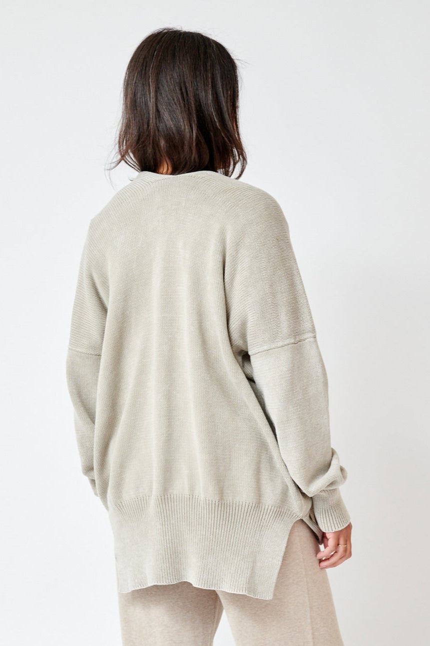 Amanda wearing Lauren Manoogian Fade Cardigan rear view