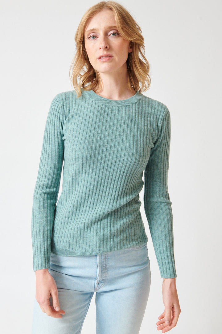 Madi wearing KUJTEN Bibi Ribbed Sweater front view