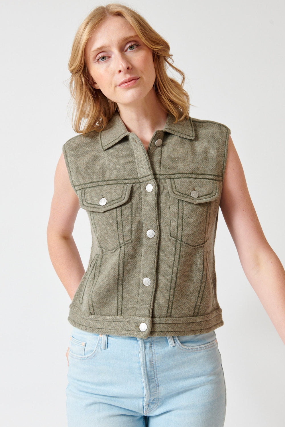 Madi wearing KUJTEN Joss Vest front view