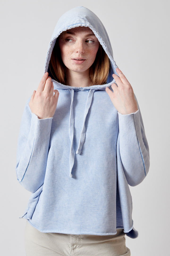 Waverly wearing Frank & Eileen Kane Capelet Hoodie front view