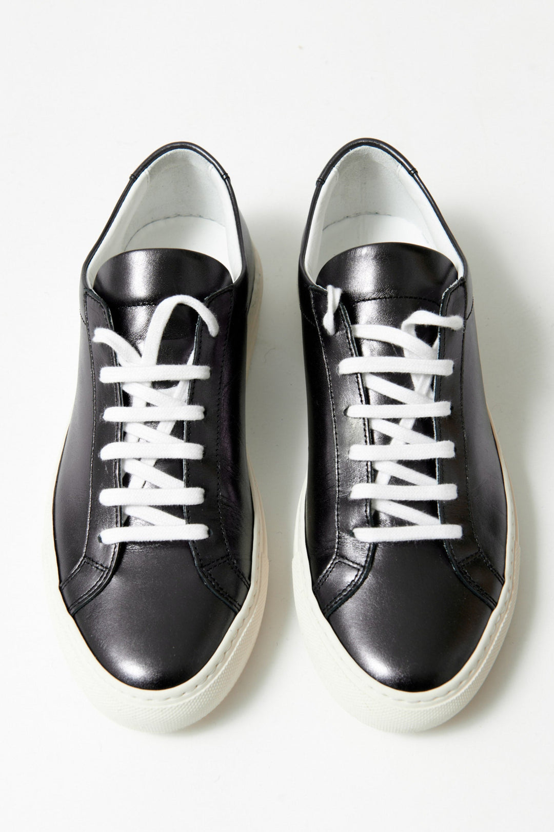 Flat lay of Common Projects Achilles Shiny front view